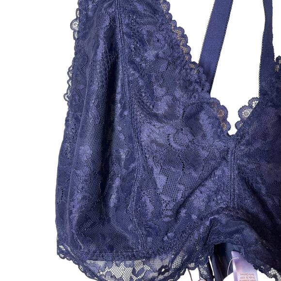 NWT Savage x Fenty Blue Floral Lace Racerback Bra Wireless‎ 3X - Picture 6 of 9